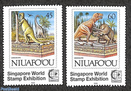 Niuafo'ou 1995 Singapore 95 2v [:], Mint NH, Nature - Prehistoric Animals - Philately - Prehistorics