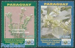 Paraguay 2002 Health Organisation 2v, Mint NH, Health - Nature - Health - Flowers & Plants - Paraguay