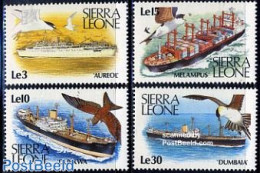 Sierra Leone 1988 Ships 4v, Mint NH, Nature - Transport - Birds - Ships And Boats - Schiffe