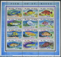 Saint Kitts/Nevis 1997 Fish 12v M/s, Mint NH, Nature - Fish - Poissons