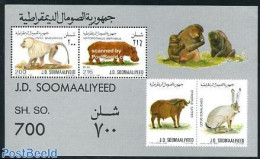 Somalia 1989 Animals S/s, Mint NH, Nature - Animals (others & Mixed) - Hippopotamus - Monkeys - Rabbits / Hares - Somalia (1960-...)