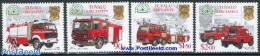 Tuvalu 2001 Fire Corps 4v, Mint NH, Transport - Automobiles - Fire Fighters & Prevention - Voitures
