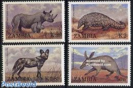 Zambia 1988 Animals 4v, Mint NH, Nature - Animals (others & Mixed) - Rhinoceros - Zambie (1965-...)