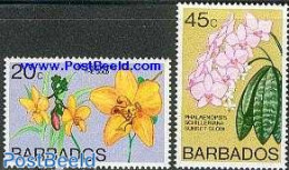 Barbados 1977 Definitives, Orchids 2v, Mint NH, Nature - Flowers & Plants - Orchids - Barbados (1966-...)