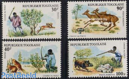Togo 1975 Hunting 4v, Mint NH, Nature - Animals (others & Mixed) - Hunting - Rabbits / Hares - Togo (1960-...)