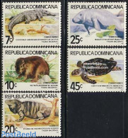 Dominican Republic 1980 Animals 5v, Mint NH, Nature - Animals (others & Mixed) - Crocodiles - Reptiles - Sea Mammals -.. - Andere & Zonder Classificatie