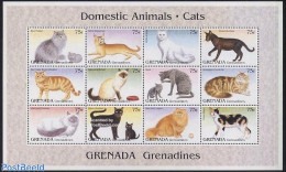 Grenada Grenadines 1995 Cats 12v M/s, Mint NH, Nature - Cats - Grenade (1974-...)