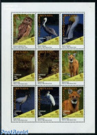 Grenada Grenadines 1995 Sierra Club 9v M/s, Mint NH, Nature - Animals (others & Mixed) - Birds - Cat Family - Owls - Grenada (1974-...)
