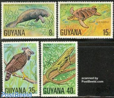 Guyana 1978 Nature Conservation 4v, Mint NH, Nature - Birds - Reptiles - Sea Mammals - Turtles - Guyane (1966-...)