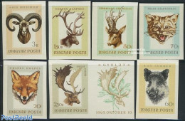 Hungary 1966 Hunted Animals 7v Imperforated, Mint NH, Nature - Animals (others & Mixed) - Cat Family - Deer - Hunting - Unused Stamps