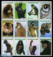 Suriname, Republic 2010 Primates, Monkeys 12v, Sheetlet, Mint NH, Nature - Animals (others & Mixed) - Monkeys - Suriname