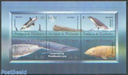Antigua & Barbuda 2002 Whales 6v M/s /Killer Whale/, Mint NH, Nature - Sea Mammals - Antigua Und Barbuda (1981-...)