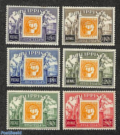 Philippines 1954 Stamp Centenary 6v, Mint NH, Transport - 100 Years Stamps - Stamps On Stamps - Ships And Boats - Sellos Sobre Sellos