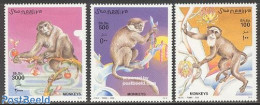 Somalia 2002 Monkeys 3v, Mint NH, Nature - Animals (others & Mixed) - Monkeys - Somalie (1960-...)
