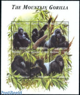 Guyana 1998 Mountain Gorilla 6v M/s, Mint NH, Nature - Animals (others & Mixed) - Monkeys - Guiana (1966-...)