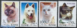 Korea, North 2002 Cats & Dogs 4v, Mint NH, Nature - Cats - Dogs - Corée Du Nord