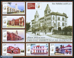India 2010 Postal Buildings 6v M/s, Mint NH, Post - Art - Architecture - Ongebruikt