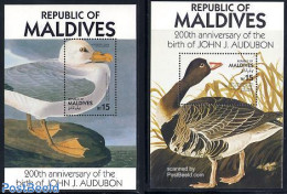 Maldives 1986 Audubon 2 S/s, Mint NH, Nature - Birds - Geese - Maldive (1965-...)