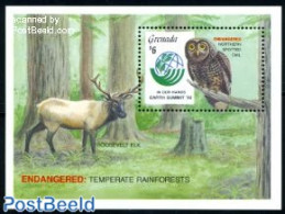 Grenada 1992 UNCED S/s, Mint NH, Nature - Birds - Deer - Environment - Owls - Protection De L'environnement & Climat