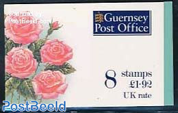 Guernsey 1993 Flowers Booklet (8x24p), Mint NH, Nature - Flowers & Plants - Roses - Stamp Booklets - Unclassified