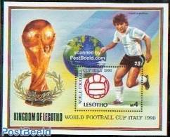 Lesotho 1989 World Cup Football S/s, Mint NH, Sport - Various - Football - Globes - Maps - Geography