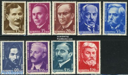 Romania 1962 Famous Persons 9v, Mint NH, Health - Transport - Health - Aircraft & Aviation - Art - Authors - Self Port.. - Neufs
