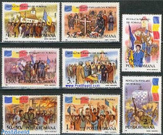 Romania 1990 Uprising Anniversary 8v, Mint NH, History - Transport - History - Fire Fighters & Prevention - Unused Stamps