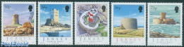 Jersey 2005 Coastal Towers 5v, Mint NH, Art - Castles & Fortifications - Châteaux