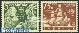 Sweden 1938 American Colonies 2v, Mint NH, Transport - Ships And Boats - Ongebruikt