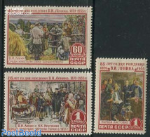 Russia, Soviet Union 1955 Lenin 85th Birth Anniversary 3v, Unused (hinged), History - Various - Lenin - Agriculture - Unused Stamps