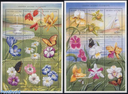 Sierra Leone 1996 Flowers, Butterflies 18v (2 M/s), Mint NH, Nature - Butterflies - Flowers & Plants - Orchids - Other & Unclassified