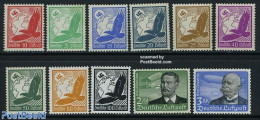 Germany, Empire 1934 Airmail Definitives 11v, Mint NH, Nature - Transport - Birds - Aircraft & Aviation - Zeppelins - Ungebraucht