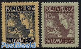 Poland 1927 Schools 2v, Unused (hinged), Science - Education - Unused Stamps