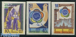 Russia, Soviet Union 1957 World Youth Festival 3v Imperforated, Mint NH, Performance Art - Dance & Ballet - Nuovi