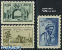 Iran/Persia 1952 Od-Din Saadi 3v, Mint NH, Authors - Ecrivains