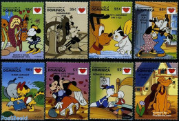 Dominica 1997 Disney Kiss Scenes 8v, Mint NH, Nature - Cats - Elephants - Art - Disney - Disney