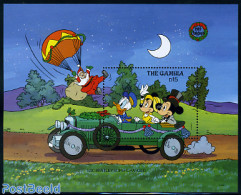 Gambia 1989 Christmas, Disney S/s (Mickey, Minnie, Donald), Mint NH, Religion - Transport - Christmas - Automobiles - .. - Noël