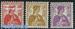 Switzerland 1909 Definitives 3v, Unused (hinged) - Unused Stamps