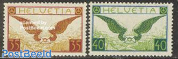 Switzerland 1929 Airmail 2v, Normal Paper, Unused (hinged) - Neufs