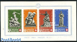Switzerland 1940 Pro Patria S/s, Unused (hinged), Art - Sculpture - Unused Stamps