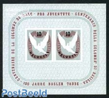 Switzerland 1945 Basel Stamp Centenary S/s, Mint NH, Nature - Birds - Stamps On Stamps - Ongebruikt