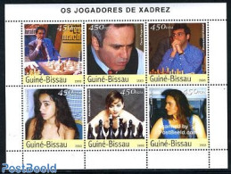 Guinea Bissau 2003 Chess Players 6v M/s, Mint NH, Sport - Chess - Schaken