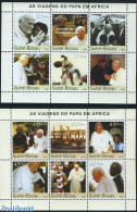 Guinea Bissau 2003 Pope Travels 12v (2 M/s), Mint NH, History - Religion - Transport - Nobel Prize Winners - Pope - Sh.. - Nobel Prize Laureates