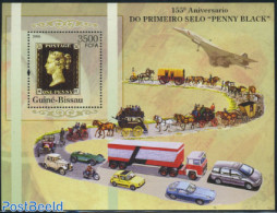 Guinea Bissau 2005 155 Years Penny Black S/s, Mint NH, Nature - Transport - Horses - Stamps On Stamps - Automobiles - .. - Briefmarken Auf Briefmarken