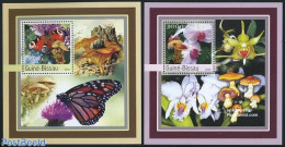 Guinea Bissau 2003 Nature 2 S/s, Mint NH, Nature - Butterflies - Flowers & Plants - Mushrooms - Orchids - Champignons