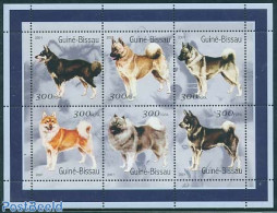 Guinea Bissau 2001 Polar Dogs 6v M/s, Mint NH, Nature - Dogs - Guinée-Bissau