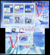 Guinea, Republic 2009 Ships On Stamps 2 S/s, Mint NH, Transport - Stamps On Stamps - Ships And Boats - Stamps On Stamps