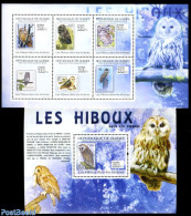 Guinea, Republic 2009 Owls On Stamps 2 S/s, Mint NH, Nature - Birds - Birds Of Prey - Owls - Stamps On Stamps - Sellos Sobre Sellos