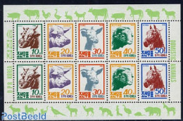 Korea, North 1990 Domestic Animals 2x5v M/s, Mint NH, Nature - Animals (others & Mixed) - Cattle - Horses - Korea (Nord-)