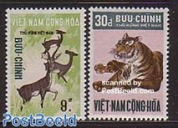 Vietnam, South 1971 Animals 2v, Mint NH, Nature - Animals (others & Mixed) - Cat Family - Deer - Other & Unclassified